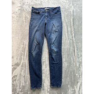 Levis 311 Shaping Skinny Jeans Womens Sz 30 Blue Stretch Whiskered Faded Long